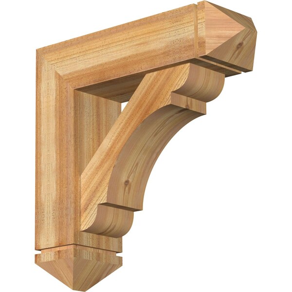 Ekena Millwork Olympic Arts and Crafts Rough Sawn Bracket w/ Offset Brace, Western Red Cedar, 8"W x 28"D x 28"H BKT0806X28X28OLY03RWR - main
